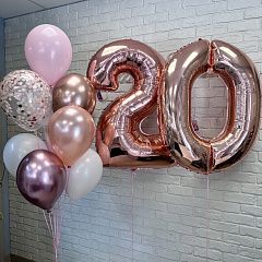 Набор шаров на 20 лет «Розовое золото»