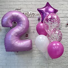 Ярко-розовый набор шариков для девочки на 2 года