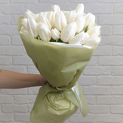 Букет из 19 белоснежных тюльпанов